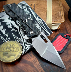 A2D Mark 1 Flipper Medium Stonewashed Batwing Grind Magnacut Blade Contoured Divot Milled Blackwashed Ti on Bearing
