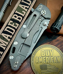 Hinderer XM-18 3.25 Fullered Harpoon Spanto Orange G10 Working Finish Ti and Working Finish Magnacut Blade