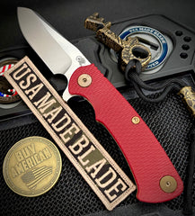 Battle Stars & Stripes Project X Sheepsfoot Red G10 Customized Bronze Ti with Stonewashed Magnacut Blade and Bronzed Out HW