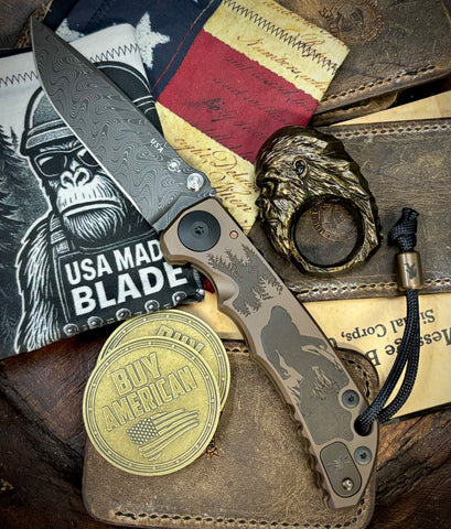 ItisntDan Deep Bronze Squatch Ring and Spartan Blades Harsey Folder V2 Special Edition Deep Bronze  Squatch with Chad Nichols Dama #67