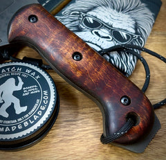 T.M. Hunt Full Custom M18 #687 with Brown Curly Maple Handle with Black Custom Leather Sheath and Forced Patina O1