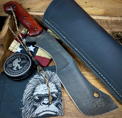 T.M. Hunt Full Custom M18 #689 with Padauk Rifle Patterned Handle with Black Custom Leather Sheath and Forced Patina O1