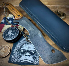 T.M. Hunt Full Custom M18 #691 with Silver Maple Handle with Black Custom Leather Sheath and Forced Patina O1