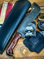 T.M. Hunt Full Custom M18 #696 Curly Maple Handle with Black Custom Leather Sheath and Forced Patina O1