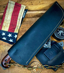T.M. Hunt Full Custom M18 #696 Curly Maple Handle with Black Custom Leather Sheath and Forced Patina O1