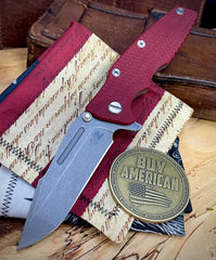 Hinderer Eklipse 3.5" Skinny Fullered Harpoon Spanto Red G10 Battle Bronze Ti Working Finish Magnacut Blade