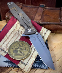 Hinderer Eklipse 3.5" Skinny Fullered Harpoon Spanto Red G10 Battle Bronze Ti Working Finish Magnacut Blade