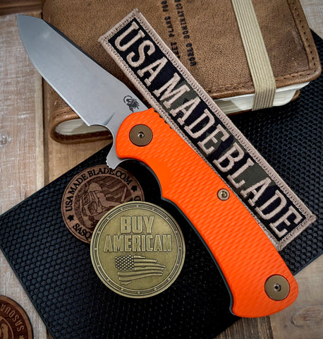 Ammo Can Green Project X Sheepsfoot Orange G10 Customized Working Finish Ti with Stonewashed Magnacut Blade and Bronzed Out HW