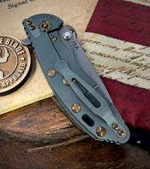 Ammo Can Green Hinderer XM-18 3.25 Spearpoint Coyote G10 Anodized Working Finish Ti and Working Finish S45VN Blade with Bronzed Out HW - USA MB