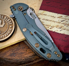 Ammo Can Green Hinderer XM-18 3.25 Spearpoint Coyote G10 Anodized Working Finish Ti and Stonewashed Finish S45VN Blade with Bronzed Out HW - USA MB