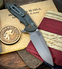 Topo Ammo Can Green Hinderer XM-18 3.25 Spearpoint Coyote G10 Working Finish Topo Ti Working Finish Blade S45VN Blade and Sasquatch Clip - USA MB