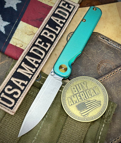 Green/Bronze Anodized Tactile Knives Rockwall Thumbstud Ti Liner Lock in Magnacut with Bronze HW - USA MB