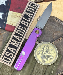 High Res Purple with Bronze Hardware Anodized Tactile Knives Rockwall Thumbstud Ti Liner Lock in Magnacut - USA MB