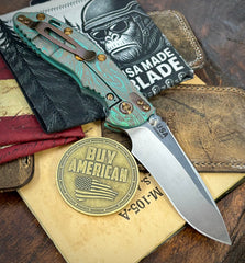 Toxic Anomascus Hinderer XM-18 3.5" Recurve Non-flipper Translucent Green G10 Customized Stonewashed Ti Stonewashed Magnacut Blade and Bronzed Out HW