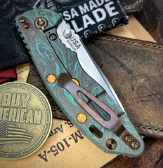 Toxic Anomascus Hinderer XM-18 3.5" Recurve Non-flipper Translucent Green G10 Customized Stonewashed Ti Stonewashed Magnacut Blade and Bronzed Out HW