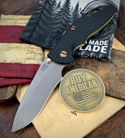 Battle Green Hinderer XM-18 3.5" Recurve Non-flipper Black G10 Customized Working Finish Ti Working Finish Magnacut Blade and Bronzed Out HW
