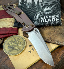 High Res Battle Purple Hinderer XM-18 3.5" Recurve Non-flipper Blue/Black G10 Customized Working Finish Ti Stonewashed Magnacut Blade and Bronzed Out HW