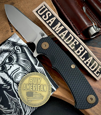 Topo Ammo Can Green Project X Sheepsfoot Black G10 Customized Working Finish Ti with Stonewashed Magnacut Blade Bronzed Out HW and Sasquatched Clip