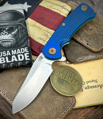 High Res Teal Green Project X Sheepsfoot Blue/Black G10 Customized Stonewashed Ti with Stonewashed Magnacut Blade and Bronzed Out HW