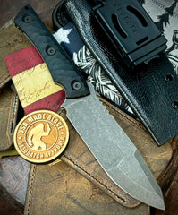 No7 Knife Company Hostile with Rock Pattern Black G10 and Dark Stonewashed Nitro-V Steel