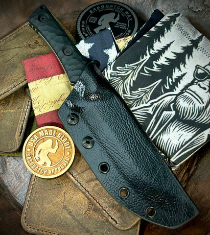 No7 Knife Company Hostile with Rock Pattern Black G10 and Dark Stonewashed Nitro-V Steel