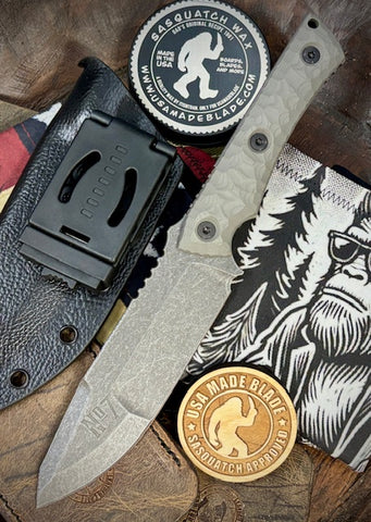 No7 Knife Company Hostile with Rock Pattern Grey G10 and Dark Stonewashed Nitro-V Steel