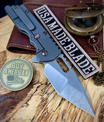 A2D Gen 4 Mark 2 Large Stonewashed Satin Hiatsu Compound Grind Magnacut Blade M-16 Grip Grey Wash Ti on Washers