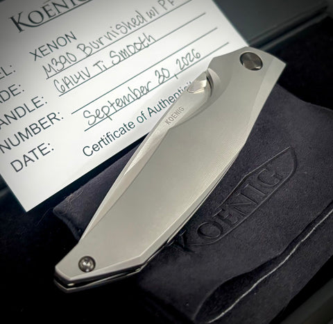 Koenig Xenon with M390 Burnished Blade with Polished Flats Smooth Ti Handles and DLC Ti Hardware XE1111111881
