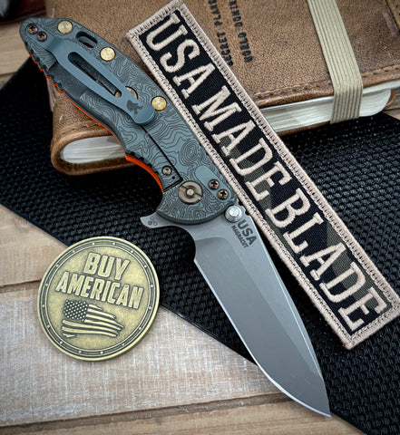 Topo Ammo Can Green Hinderer XM-18 3.25 Spanto Orange G10 Working Finish Topo Ti Working Finish Magnacut Blade and Sasquatch Clip - USA MB