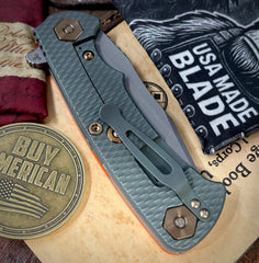 Ammo Can Green Project X Clip Point Blade Orange G10 Anodized Working Finish Ti with Working Finish S45VN Clip Point Blade and Bronzed Out HW