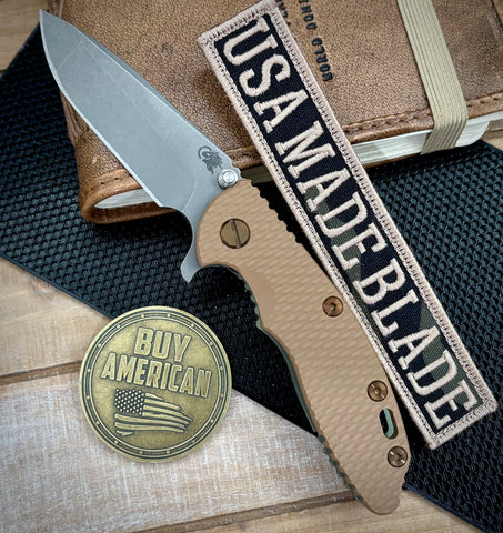 Battle Green Hinderer XM-18 3.25 Spanto Coyote G10 Anodized Ti Working Finish Magnacut Blade - USA MB