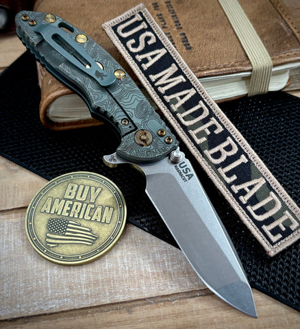 Topo Ammo Can Green Hinderer XM-18 3.25 Spanto Black G10 Working Finish Topo Ti Magnacut Stonewashed Blade and Sasquatch Clip - USA MB