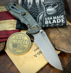 Topo Ammo Can Green Hinderer XM-18 3.5" Recurve Non-flipper Black G10 Working Finish Ti Working Finish Magnacut Blade Bronzed Out HW and Squatched Clip