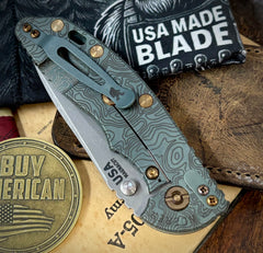 Topo Ammo Can Green Hinderer XM-18 3.5" Recurve Non-flipper Black G10 Working Finish Ti Working Finish Magnacut Blade Bronzed Out HW and Squatched Clip