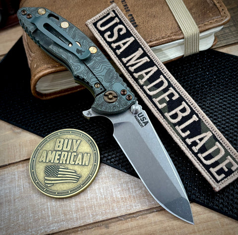 Topo Ammo Can Green Hinderer XM-18 3.25 Spanto OD Green G10 Working Finish Topo Ti Magnacut Stonewashed Blade and Sasquatch Clip - USA MB