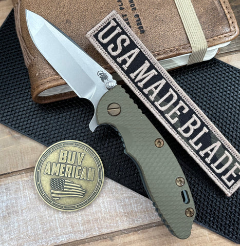 Topo Ammo Can Green Hinderer XM-18 3.25 Spanto OD Green G10 Working Finish Topo Ti Magnacut Stonewashed Blade and Sasquatch Clip - USA MB