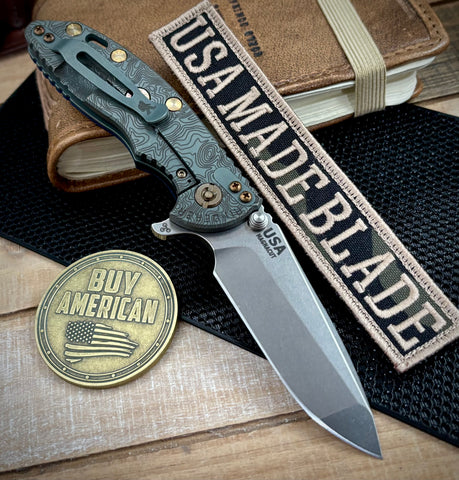 Topo Ammo Can Green Hinderer XM-18 3.25 Spanto Blue/Black G10 Working Finish Topo Ti Magnacut Stonewashed Blade and Sasquatch Clip - USA MB