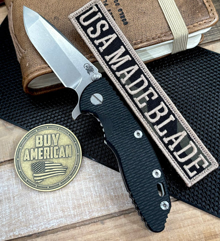 Topo Hinderer XM-18 3.25 Spanto Black G10 Stonewashed Topo Ti Magnacut Stonewashed Blade and Sasquatch Clip - USA MB