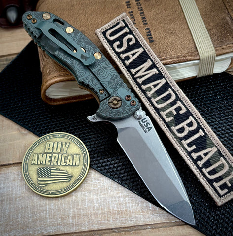 Topo Ammo Can Green Hinderer XM-18 3.25 Spanto Coyote G10 Working Finish Topo Ti Magnacut Stonewashed Blade and Sasquatch Clip - USA MB
