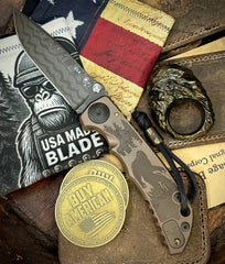 ItisntDan Deep Bronze Squatch Ring and Spartan Blades Harsey Folder V2 Special Edition Deep Bronze  Squatch with Chad Nichols Dama #89