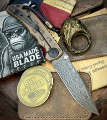 ItisntDan Deep Bronze Squatch Ring and Spartan Blades Harsey Folder V2 Special Edition Deep Bronze  Squatch with Chad Nichols Dama #89