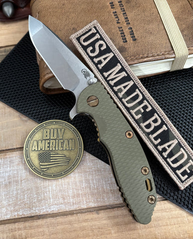 Topo Bronze Hinderer XM-18 3.25 Spanto OD Green G10 Bronze Stonewashed Topo Ti Magnacut Stonewashed Blade and Sasquatch Clip - USA MB