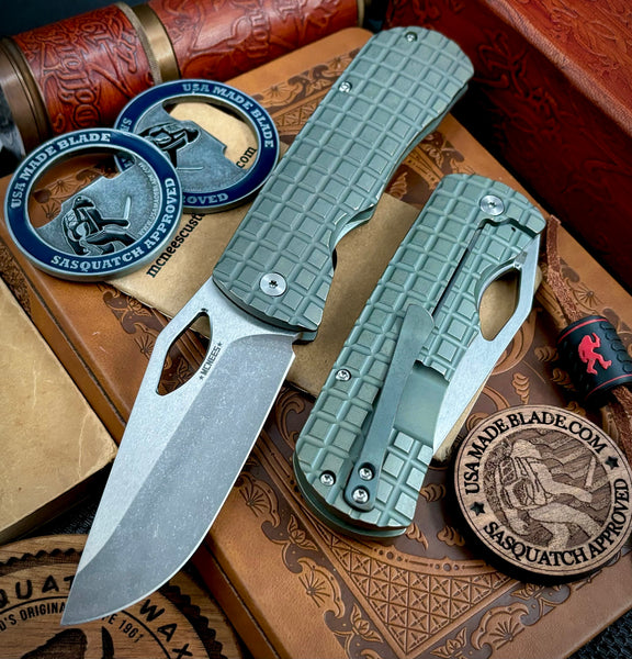 McNees Knives Dixon Full Ti Atomic Green/Bronze Frag Ti with 3.75