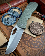 McNees Knives Dixon Full Ti Atomic Green/Bronze Shockwave Ti with 3.75" Magnacut Satin Stonewashed Blade and Satin Hardware