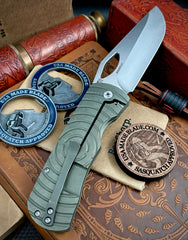 McNees Knives Dixon Full Ti Atomic Green/Bronze Shockwave Ti with 3.75" Magnacut Satin Stonewashed Blade and Satin Hardware