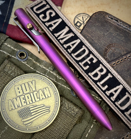High Res Purple and Bronze Anodized Tactile Turn Titanium Bolt Action Pen Standard 5.6" - USA MB
