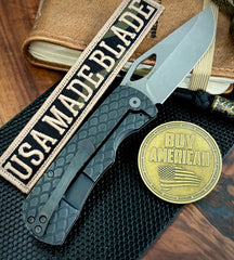 McNees Knives Little Dixon Antiqued Dragonscale Ti with 3.25" Magnacut Stonewashed Blade and Stonewashed Ti Hardware