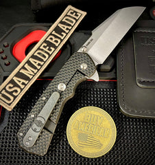 A2D Delta Blackened Double Divot Titanium Sheepsfoot Stonewashed Satin Magnacut Blade on Bearings