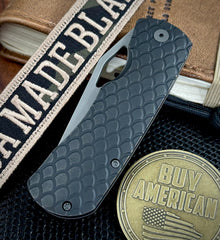 McNees Knives Little Dixon Antiqued Dragonscale Ti with 3.25" Magnacut Stonewashed Blade and Stonewashed Ti Hardware