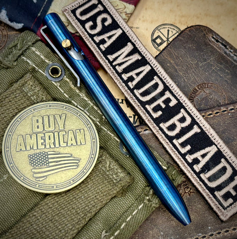 Blue/Bronze Anodized Tactile Turn Titanium Bolt Action Pen Standard 5.6" - USA MB